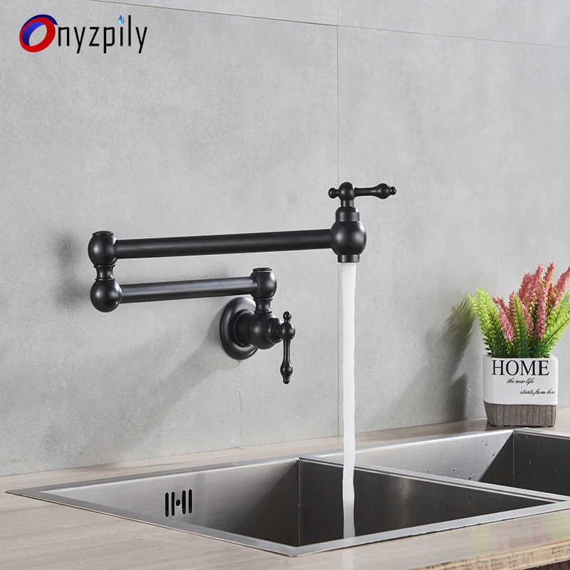 Кран для кухни Onyzpily Черный Матовый хромированный складной распылитель одна