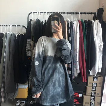 

Autumn Tie Dyed Long Sleeve T Shirts Casual Loose Men Women High Street T-shirt Streetwear Tops Tee Autumn Loose Dance T Shirts