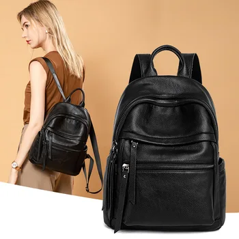 

Embossed Leather Backpack Female 2020 New Style Versatile Casual Soft Leather Backpack Capacity Schoolbag Backpack Fashion