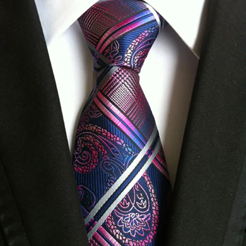 Fashion Classic Men's Tie Plaid Striped Jacquard Necktie Business Formal Wedding Party 8cm 1200 Needles Corbatas Gravata