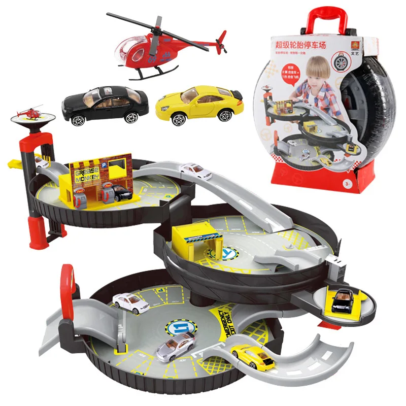 

Literature And Art Toy W201 Tire Parking Lot Hand Rail Car Model Children Assembled Educational Science Toy Car
