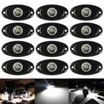 

12pcs 9W White LED Rock Light Compatible for JEEP SUV Offroad Truck Boat Underbody Lamp TD326