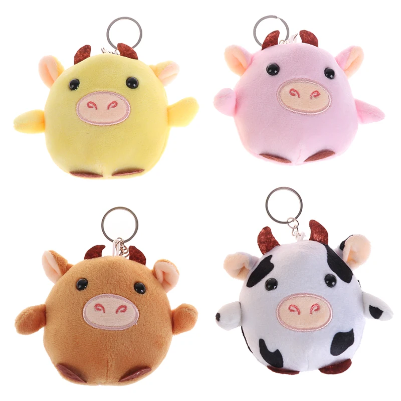 Juguetes de peluche de toro para niños y niñas, muñeco de felpa de vaca, pequeño trapo, colgante, llavero, 2021