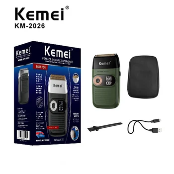 

Kemei Electric Shaver KM-2026 Portable Electric Men Razor Shaver Beard Trimmer Rechargeable LCD Display 1400mA