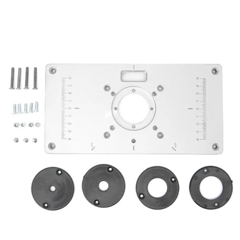 

700C Aluminum Router Table Insert Plate For Woodworking Benches with 4pcs Insert Rings Engrving Machine