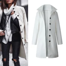 Осенняя двубортная смесь для женщин зимние куртки однотонные длинные пальто Офисная Женская верхняя одежда с длинными рукавами Casaco Feminino Winterjas Dames