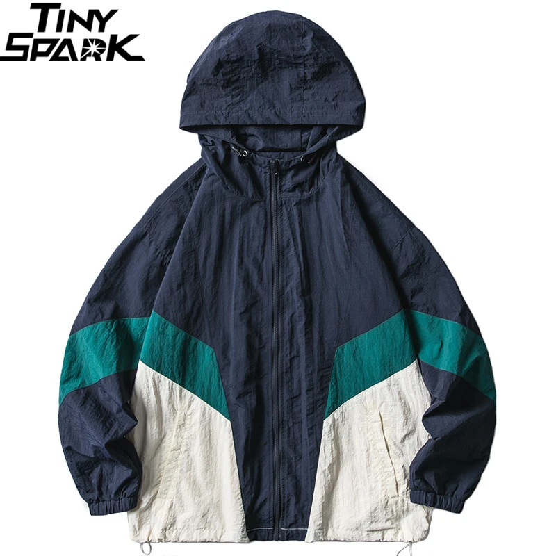 

2019 Harajuku Jacket Windbreaker Men Hip Hop Streetwear Retro Jacket Hoodie Oversized Color Block Loose Track Jacket Coat Autumn