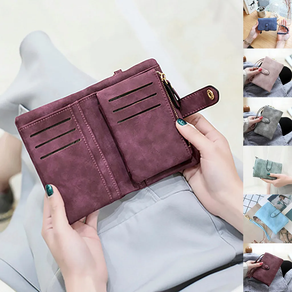 Кошельки и кошельки для монет для женщин, одноцветные, мягкие, короткие, для отдыха, на молнии, контрастные цвета, маленькие, матовые, портмоне, кошелек для карт
