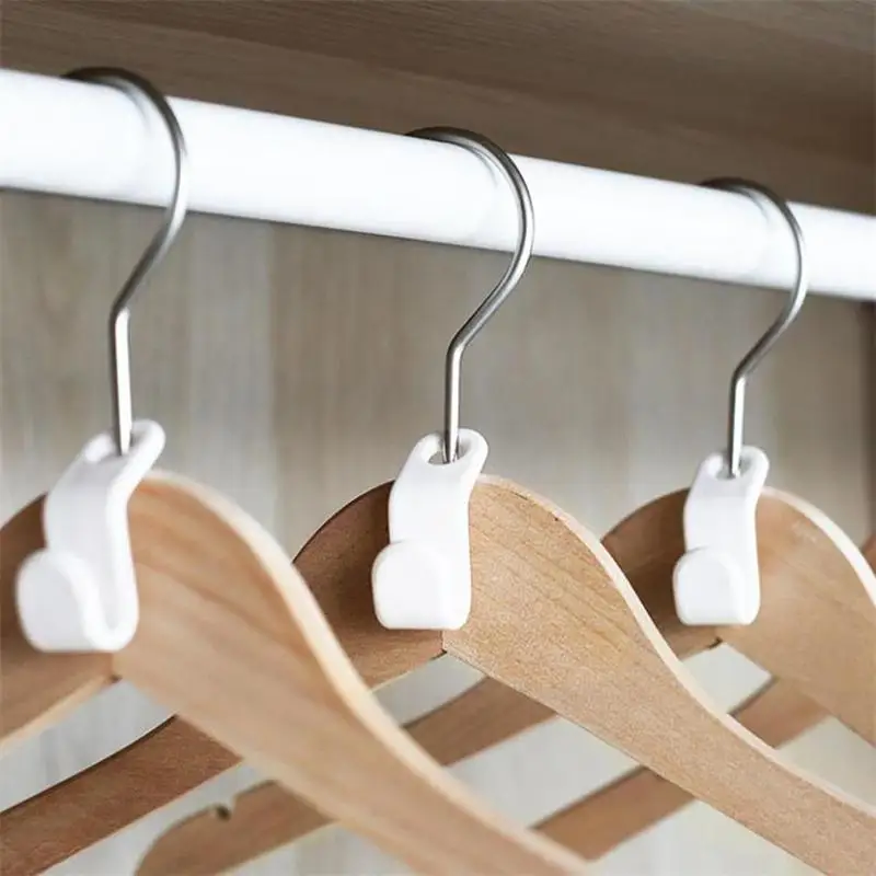 

6pcs Cabinet Multi-layer Storage Hook Closet Plastic Hanger Diy White Simple Clothes Hangers Room Clothing Rack Holders 5.5*2cm