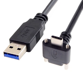 

Chenyang Chenyang USB 3.1 Type-C Dual Screw Locking Down Up Angled 90 Degree to Standard USB3.0 Data Cable for Camera 500cm