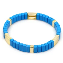 Браслеты Shinus Tile, эмалированный браслет для женщин, браслет, ювелирное изделие, Pulsera Mujer,, богемный, Bileklik, морской синий, настраиваемый браслет