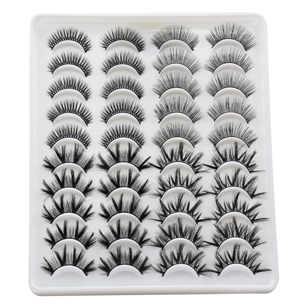 

20 Pairs 8-25mm Fake Eyelashes Faux Mink Eyelashes Lashes Natural Dramatic Volume Eyelashes Extension False Eyelashes Makeup