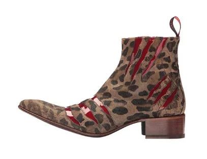 Мужские коричневые кожаные повседневные ботинки «Челси» с отпечаток когтя красного волка; Zapatos De Hombre botas hombre Blancas; D315