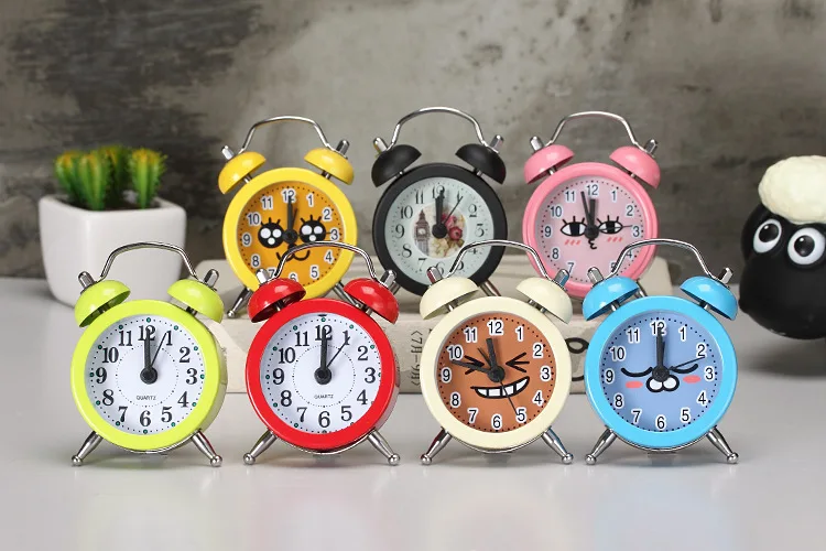 Metal Colorful Mini Alarm Clock Bedroom Clock Portable Timer Children Toys Gifts Table Clock Creative Minimalist Ornaments