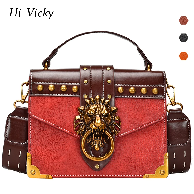 

Fashion Metal Lion Head Mini Small Square Pack Shoulder Bag Crossbody Female Clutch Women Designer Wallet Handbags Bolsos Mujer