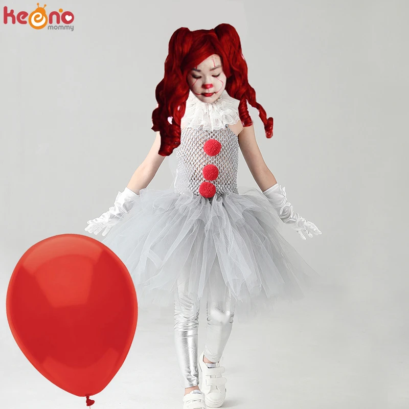 Girls Pennywise Costume Cosplay It Clown Halloween Child's Fancy Pennywise  Tutu Dress Handmade Kids Carnival Party Tulle Dress| | - AliExpress