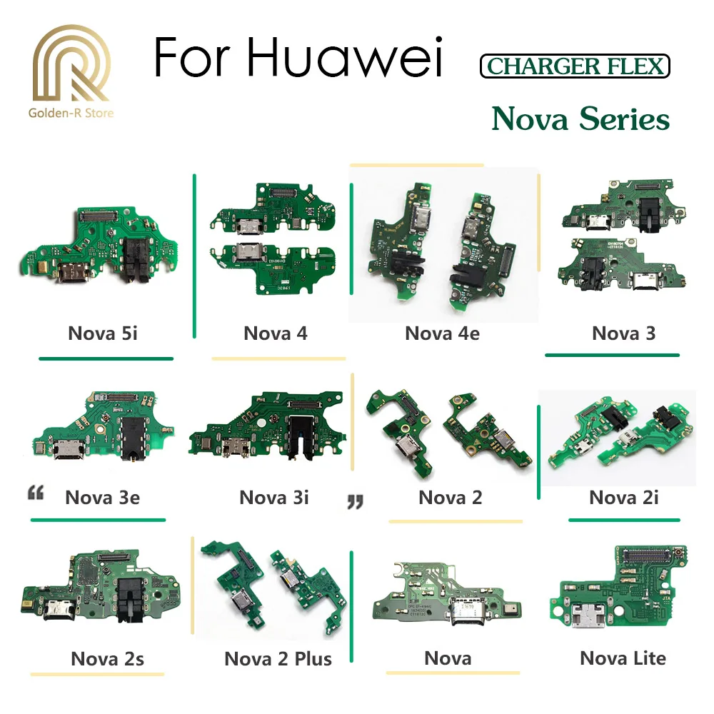 Плата разъема Golden R для зарядки гибкий кабель с микрофоном HuaWei Nova 5i 4e 4 3 3i 3e 2 2S 2i Plus
