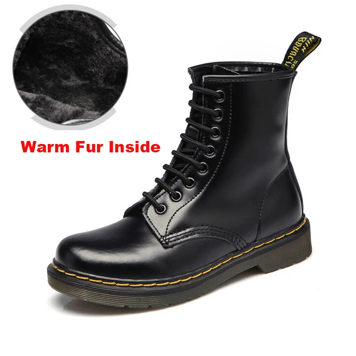 Fur black patent Мужские ботинки; классические ботинки из спилка наивысшего качества; мотоботы в английском стиле; сезон осень-зима; мужские зимние ботинки; без логотипа; ST50 - Цвет: Fur black patent