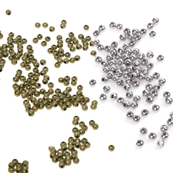 

500-Piece Tiny Metal Spacer Round Beads 3.2mm, Antique Bronze & 100PCs Stainless Steel Beads Round Silver Tone 4mm