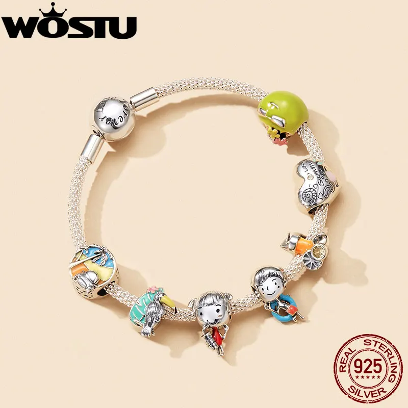 WOSTU летние стерлингового серебра 925 Мальчик подвески для девушки сок кокос