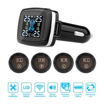 

Wireless Smart Car Tire Pressure Alarm Monitor System Pressure Monitor Tire LCD Display 24V TPMS External Sensor Durable New