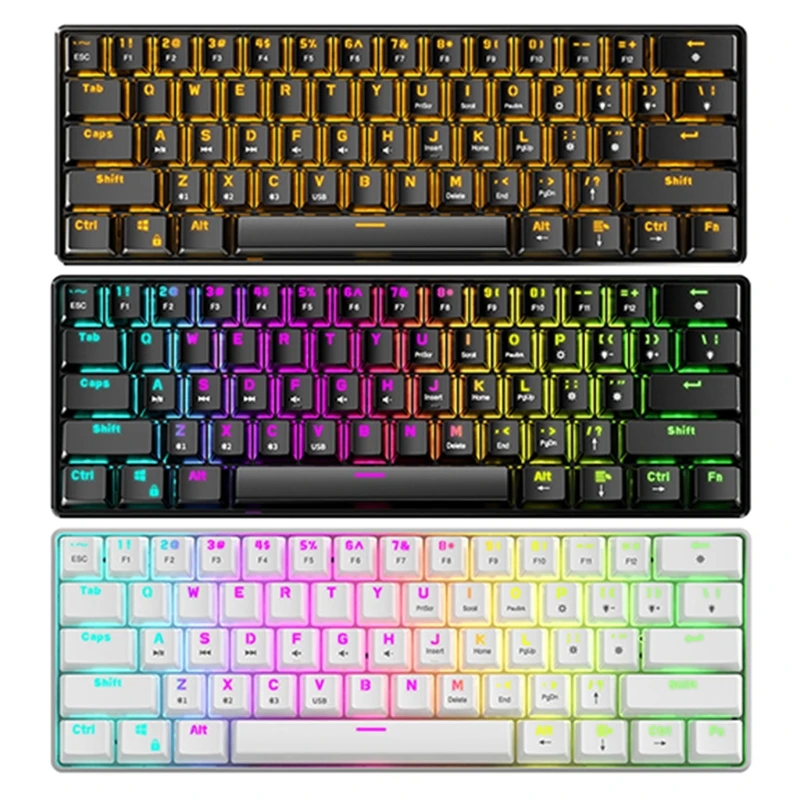 Mechanical keyboard 61 key 2 color injection blue red axis rgb backlit