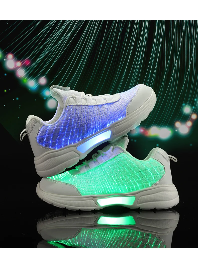 UncleJerry Luminous Sneakers New Fiber Optic Shoes for Women Men Boys Girls USB Rechargeable Shoes for Christmas gift children's shoes for high arches