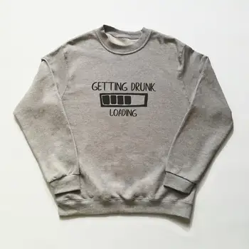 

New Women Sweatshirt Grunge Tops Getting Drunk Sweatshirt Funny Unisex Jumper Long Sleeved 90s Aesthetic