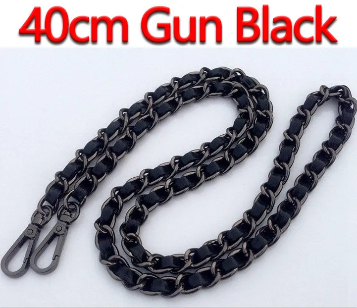 DIY 40 см-140 см черная ручка для кошелька из искусственной кожи 11 ММ сменная металлическая Золотая, серебряная, бронзовая, черная сумка на плечо с цепочкой - Цвет: 40cm Gun Black