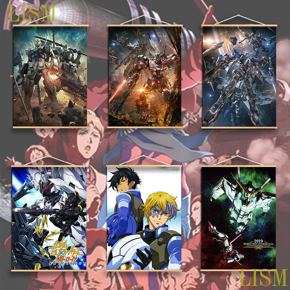 Mobile Suit Gundam Unicorn Uc Anime Manga Wall Poster Solid Wood Hanging  Scroll With Canvas Painting - Painting & Calligraphy - AliExpress
