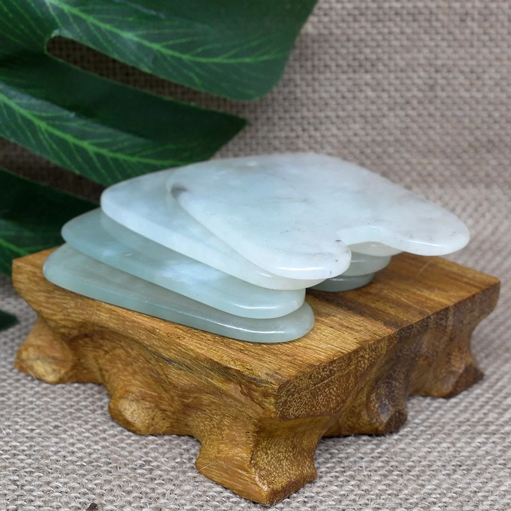 Jade Gua Sha соскабливающий массажер для тела, царапающийся камень Guasha, спа нефритовый скребок для лица, спины, забота о здоровье, против морщин