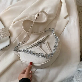 

2020 New Design Silver Chain PU Leather Crossbody Bags Women Ladies Fashion Shoulder Messenger Handbags Small Chest Bag Travel