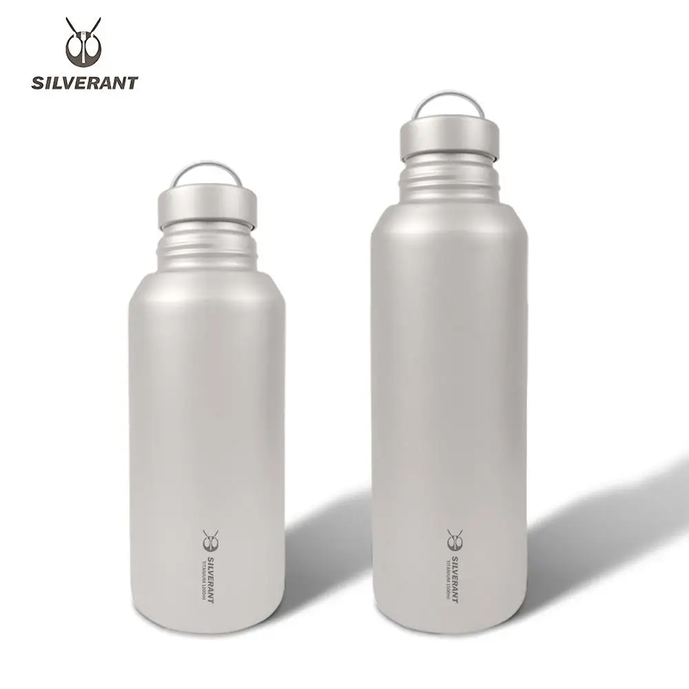 

Silverant Titanium Large Water Bottle 1.2L/1.5L Ultralight Weight Drinkware With Back Rope Sleeve For Car Travel Hinking Camping