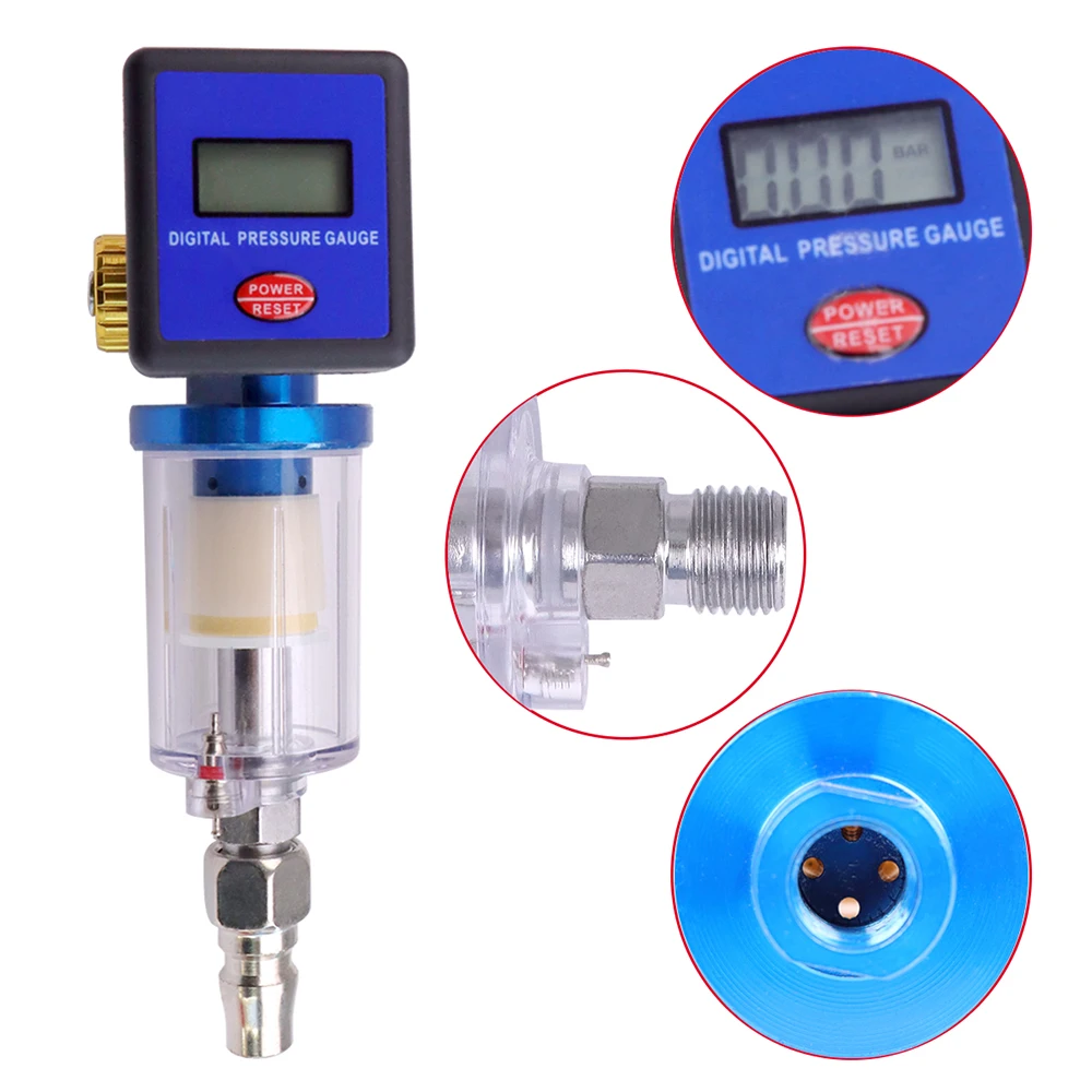Airbrush Electronic Pressure Regulator LCD Digital Display  +1/4" Water Oil Separator Pneumatic Spray Gun Tool Accessories 6