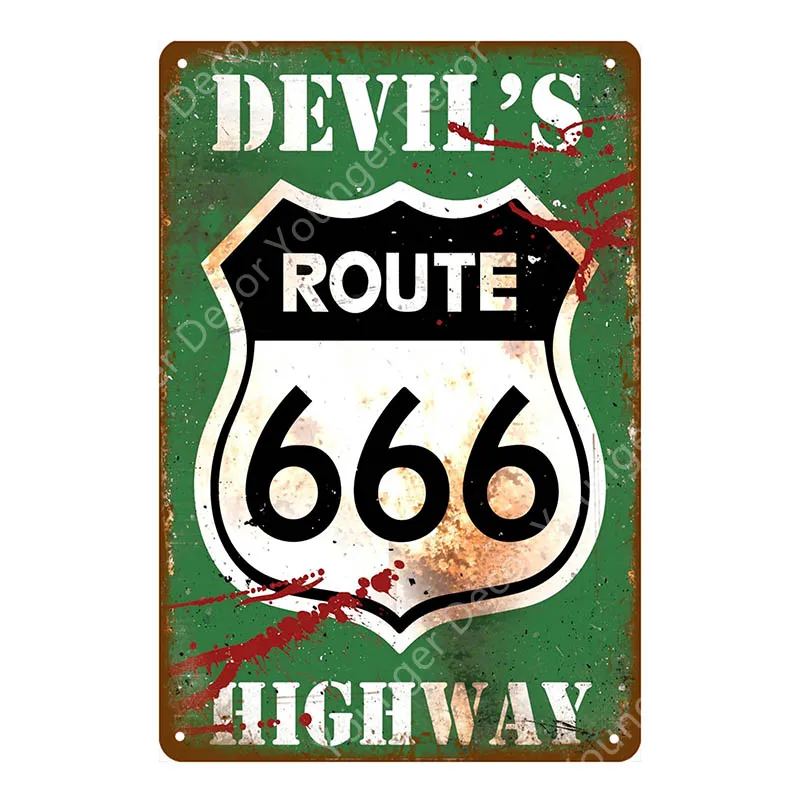 Старинный Route 66 металлическая пластина шоссе дорога автомобиль автобус оловянные знаки бар паб кафе домашний декор гараж настенная живопись американская табличка - Цвет: YD7781G