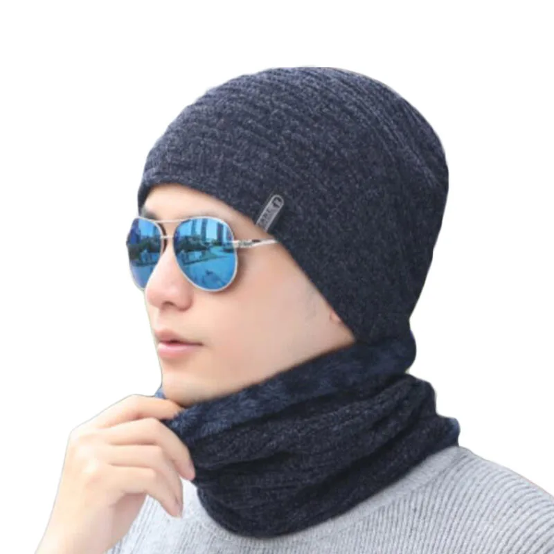Beanies Мужская двухслойная бархатная шляпа из ткани унисекс плюс бархатная Вязаная Шерстяная Круглая Шапочка однотонные зимние шапочки для женщин Beanie