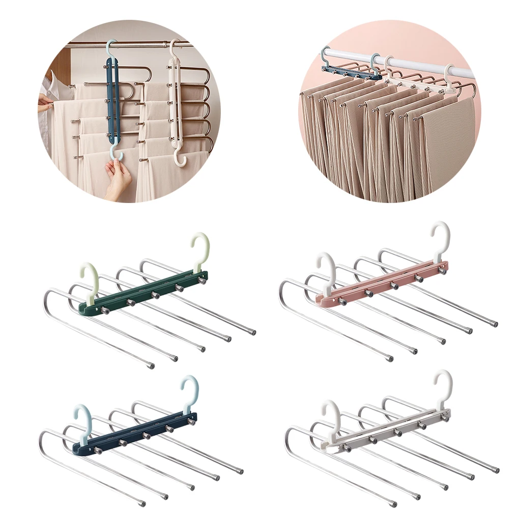 AdjustableNonslipPantsRackWardrobeTrouserserSpaceSavinger