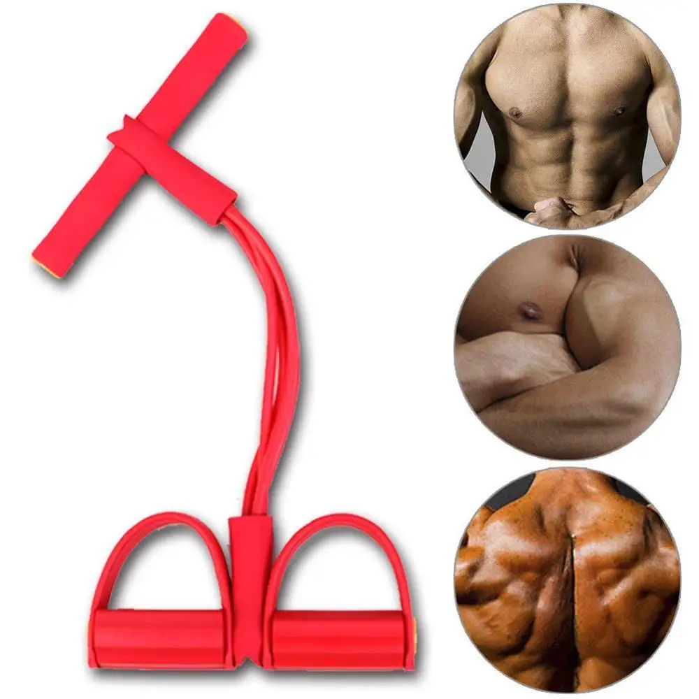 Multifunction Foot Pedal Bodybuilding Expander/Elastic Arm Stretching Pull Rope/Sit-up Pulling Strap 4 Resistance Bands Workout