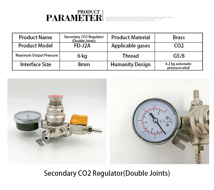 CO2 Регулятор углекислого газа с газовым разъемом Металл для домашнего пивоваренного профессионального бара пивные аксессуары двойные соединения