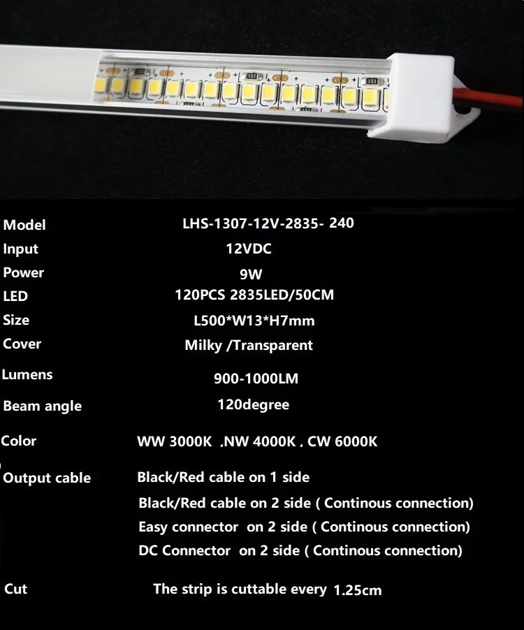 5 шт. 12VDC 50 см 20 дюймов светодиодный жесткой полосы, 2835 60/120/240 светодиодный на метр плоский светодиодный бар светильник, 2 Вт/6 Вт/9 Вт диод Невидимый линейный светильник