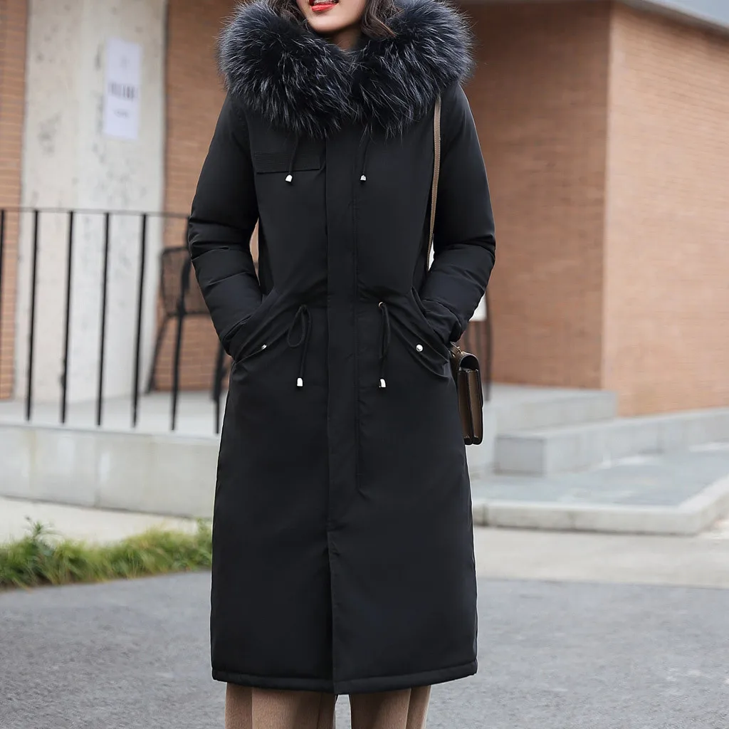 Winter cotton Jacket Women New Faux Fur Hooded Button Coats Artificial Female Parka Thick Cotton Padded Pocket Coats 9.26