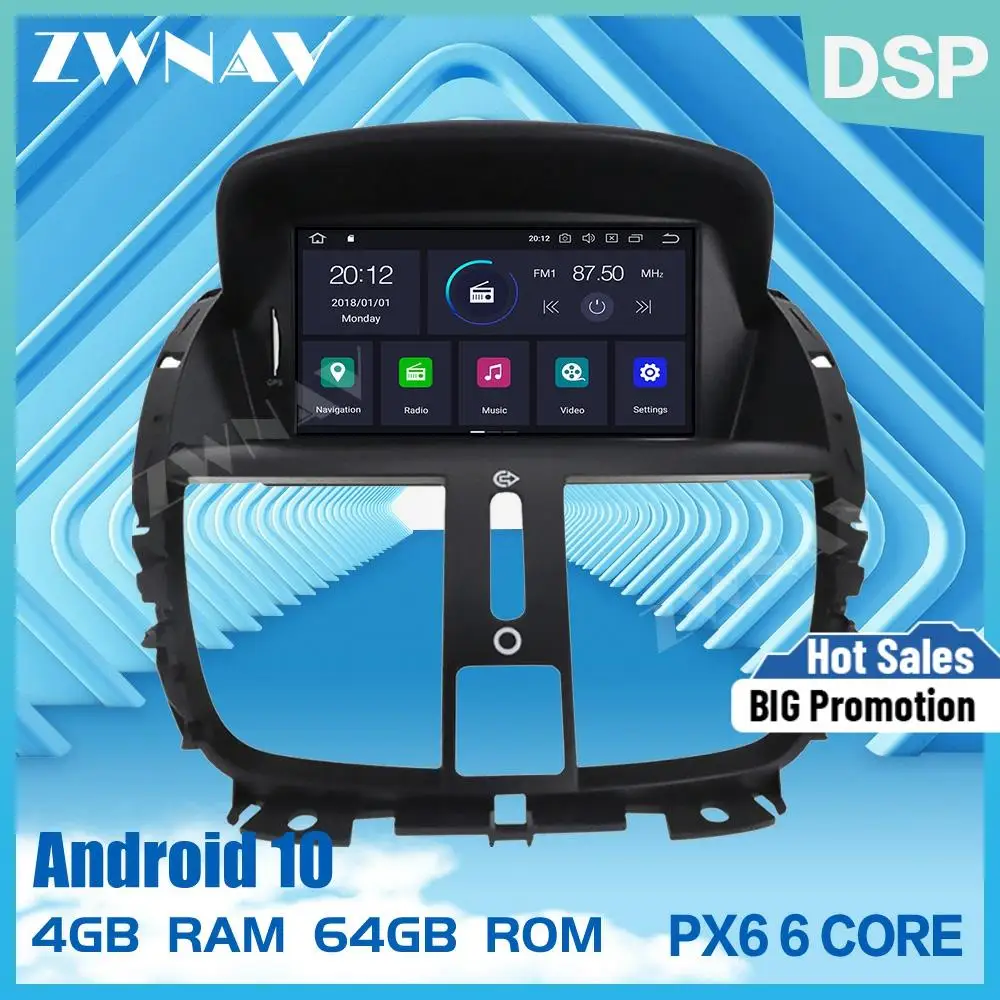 Автомобильный DVD стерео Мультимедийный Плеер PX6 4G + 64G Android 10 0 для Peugeot 207 2008-2014 радио