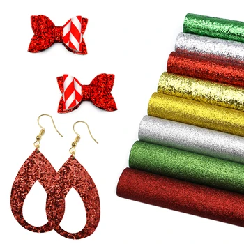 

David accessories 8pcs/lot 20*34cm Plain Color Glitter Synthetic Leather DIY Bow Material Decoration Faux Leather Fabric,1Yc8301