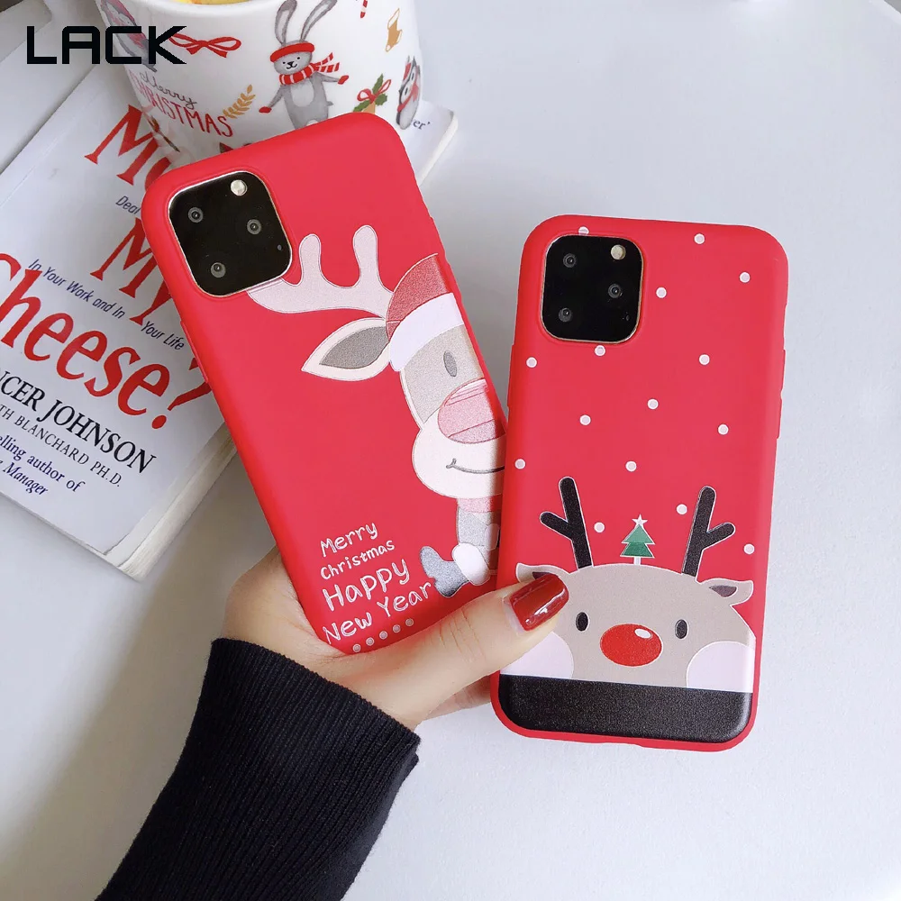 

LACK Cute Cartoon Christmas Elk Cases For iphone 11 11Pro Max XS Max XR 6 6s 7 8 plus Santa Claus Snowman Phone Case Soft Cover