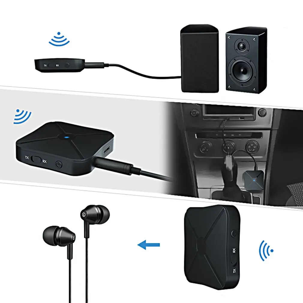 KN319 Bluetooth 5.0 Receiver Transmitter Audio Music Stereo Wireless Adapter Rca 3.5Mm Aux Jack For Speaker TV Car PC Headphones