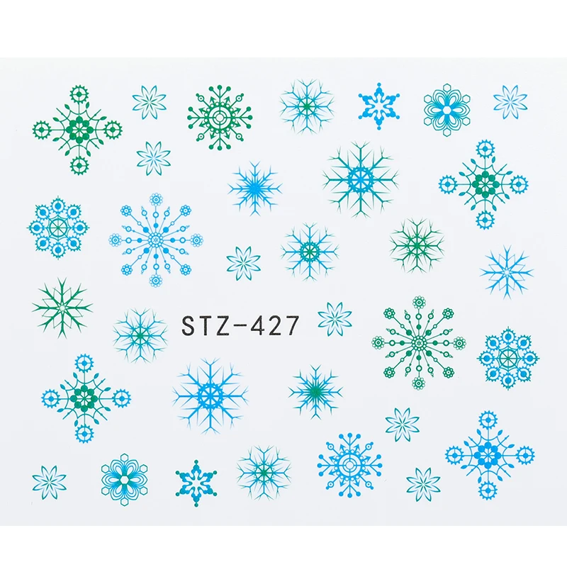 1 лист Рождественский узор для наклейки для ногтей 3D Снежинка звезда лазерный блеск Рождественский дизайн ногтей переводная наклейка s - Цвет: STZ-427