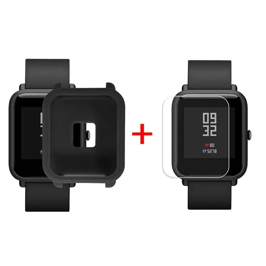 Тонкий цветной силиконовый защитный чехол для Huami Amazfit Bip Younth Watch с защитой экрана