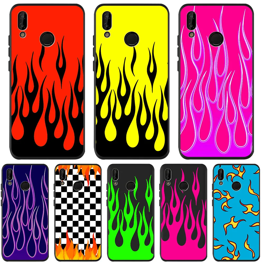 

Fashion red flame soft silicone luxury mobile phone case For Huawei P8 P20 P30 P40 P10 Lite Pro Mate 10 20 Lite 30 Pro Capinha
