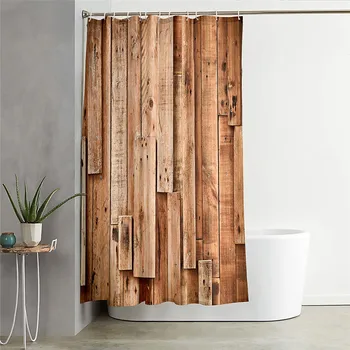 

Modern Wooden door fashion Shower Curtain Polyester Fabric Waterproof Bath Curtain Mold Simple Bathroom Partition 180*200cm
