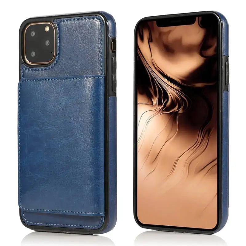 Модный чехол для телефона с отделением для карт s для Apple iPhone 11 Pro Max 11 Pro Чехол из искусственной кожи противоударный деловой чехол для iPhone 6 7 8 Plus - Цвет: Blue